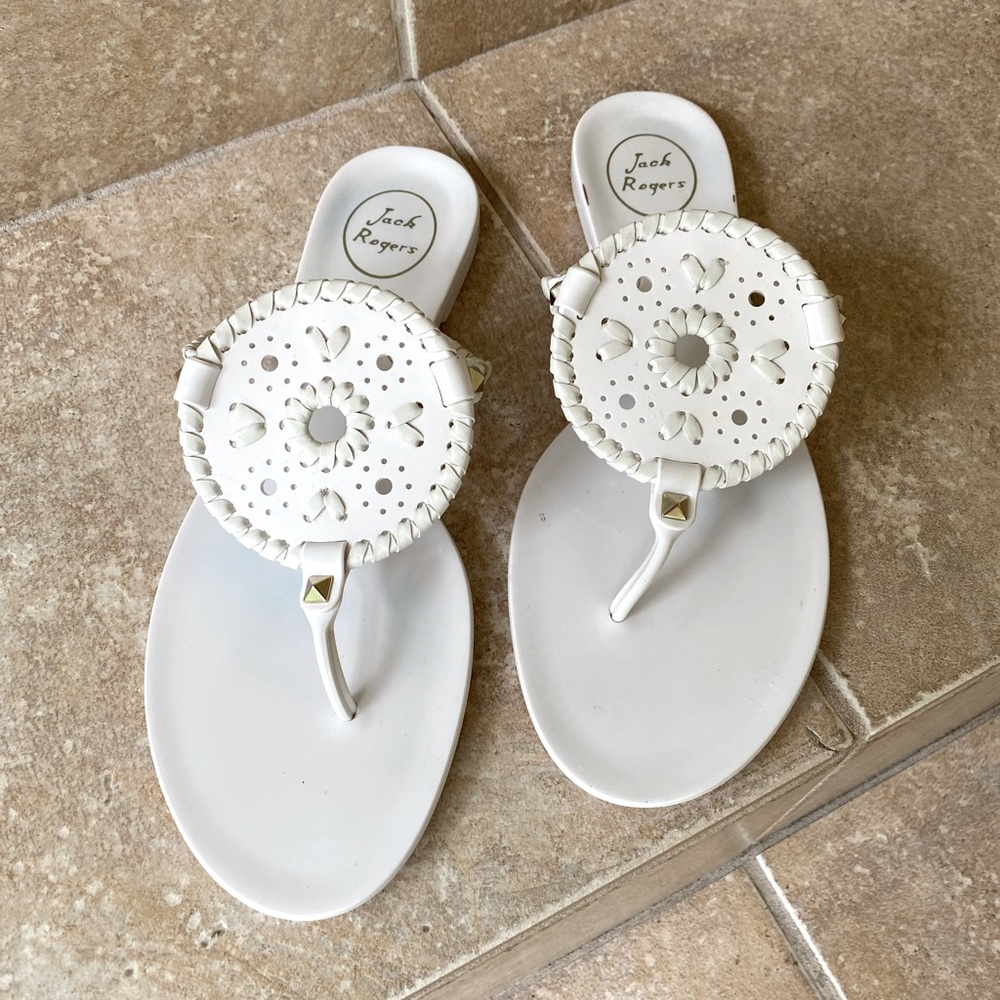 Jack Rodgers White Georgica Jelly Sandal, size 9